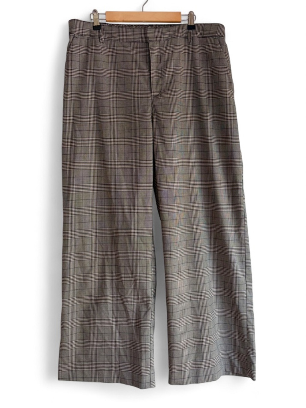 Gap Easy Trouser Wide Leg Tan Plaid Pants Size 18